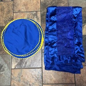 Blue and Yellow Round Placemats (12) and Table runner 14x108